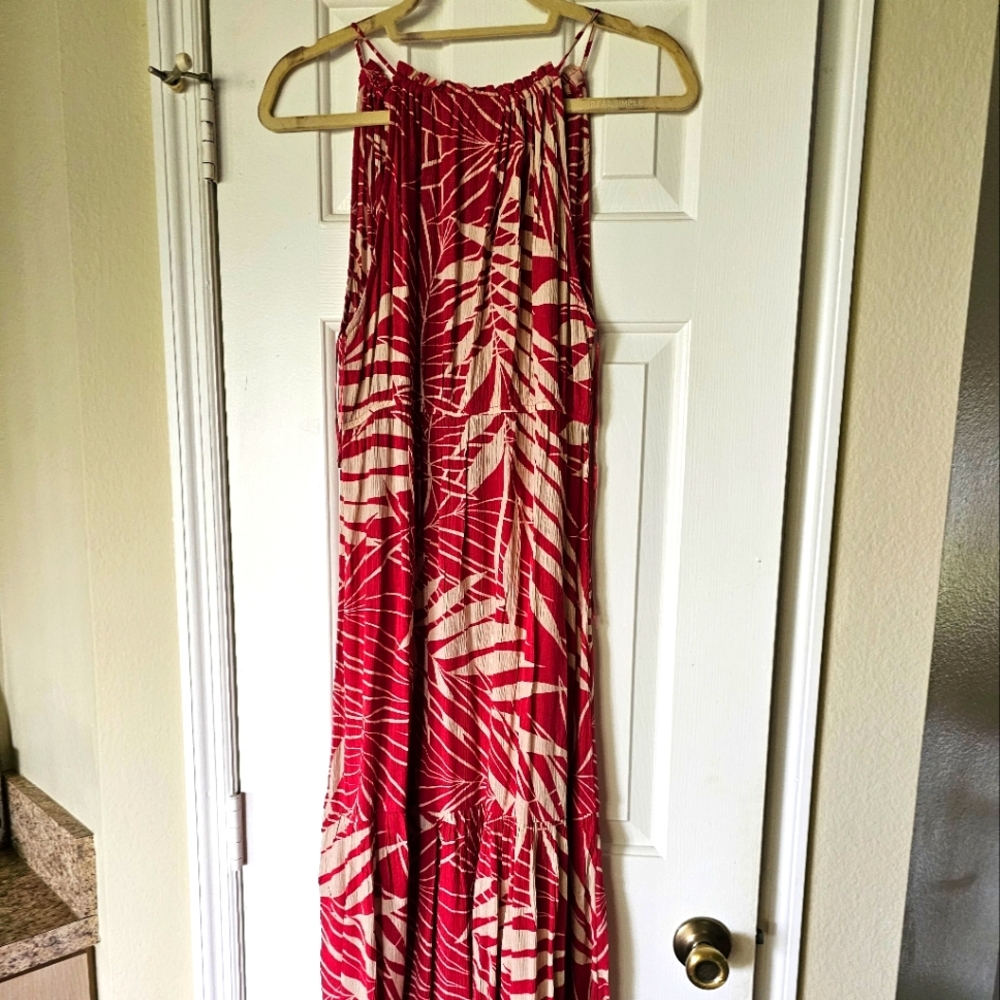 Bohemian Flowy Red Tropical Roxy Dress